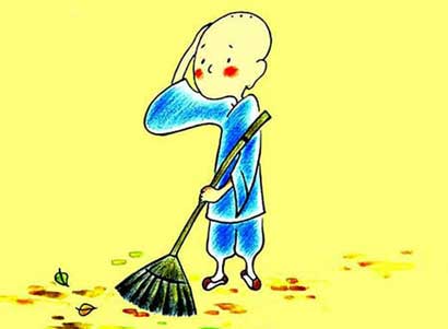 随风飞落的树叶居然让小和尚顿悟